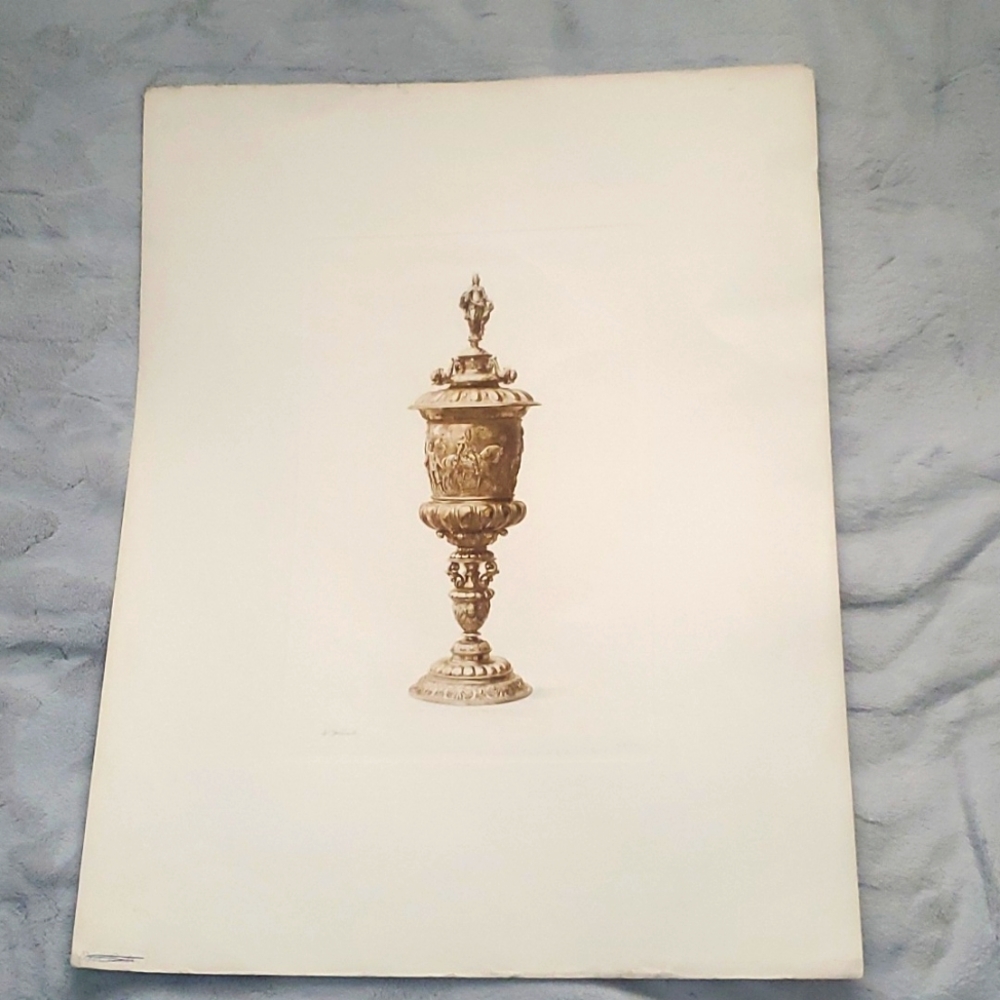 Lithograph Gold Designs Standing Cup vintage 18.. by Woernle Wilhelm
